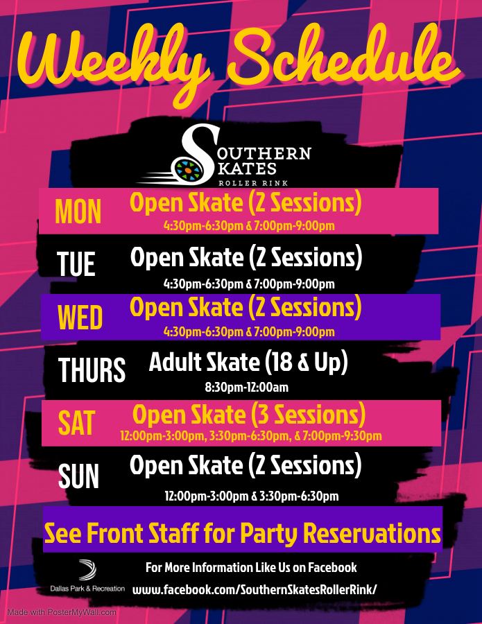 Southern Skates Hours of Operation 2021